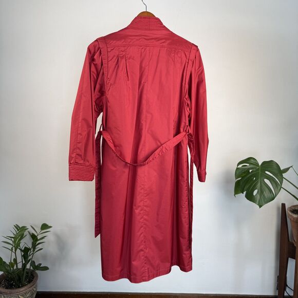 Vintage 80s Full Length Red Nylon Raincoat | Removable Quilted Liner, J Gallery - Picture 6 of 11